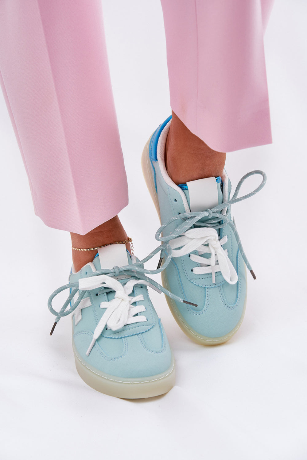 Step In Style Mint Faux Suede Trainers - view 3