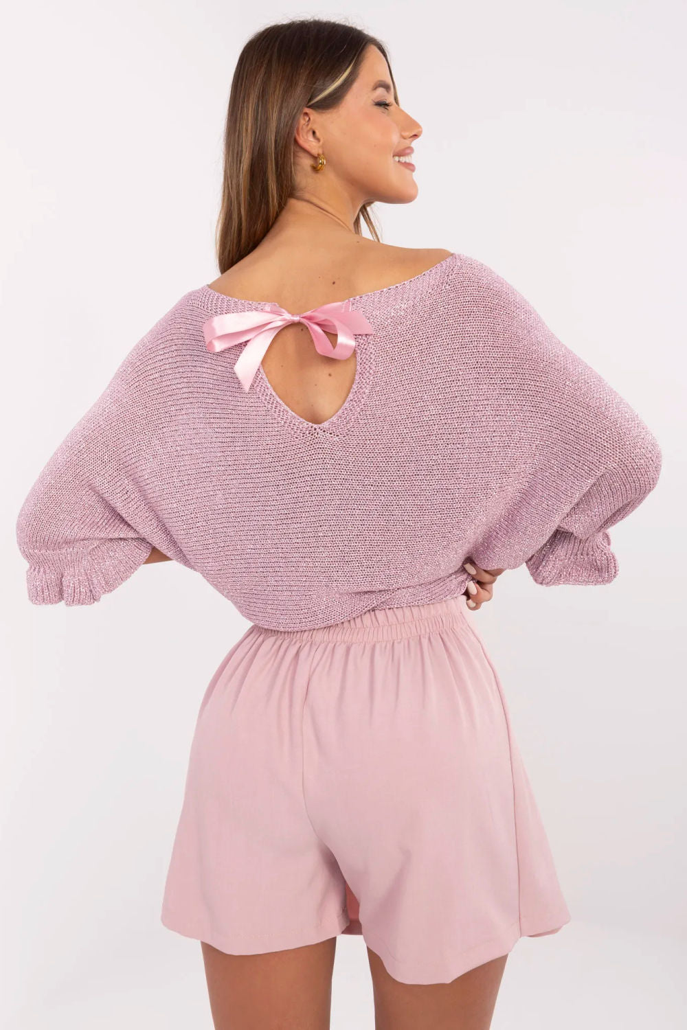 Italy Moda Light Pink Pleated High Waisted Skort - view 3