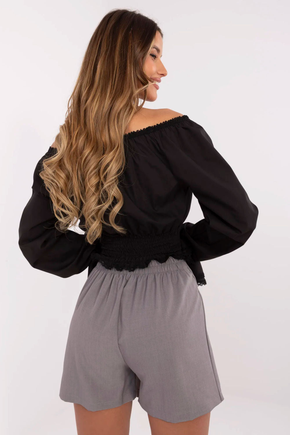 Italy Moda Grey Pleated High Waisted Skort - view 3