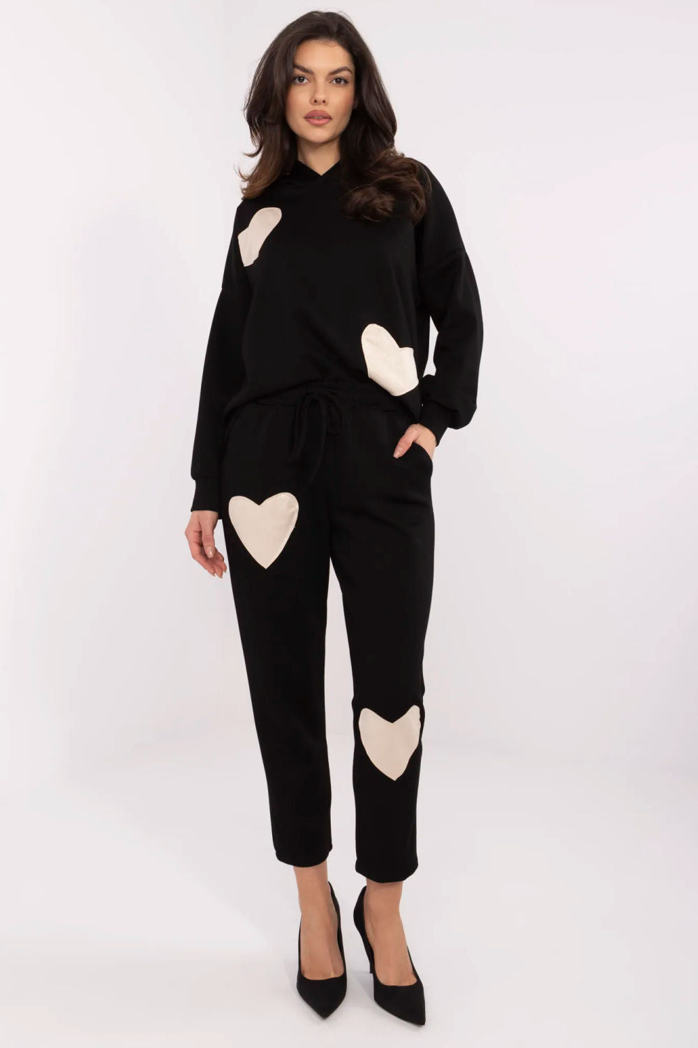 Italy Moda Black High Waisted Cotton Co-Ord Set