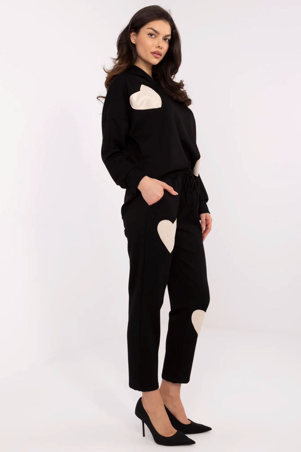 Italy Moda Black High Waisted Cotton Co-Ord Set - view 2