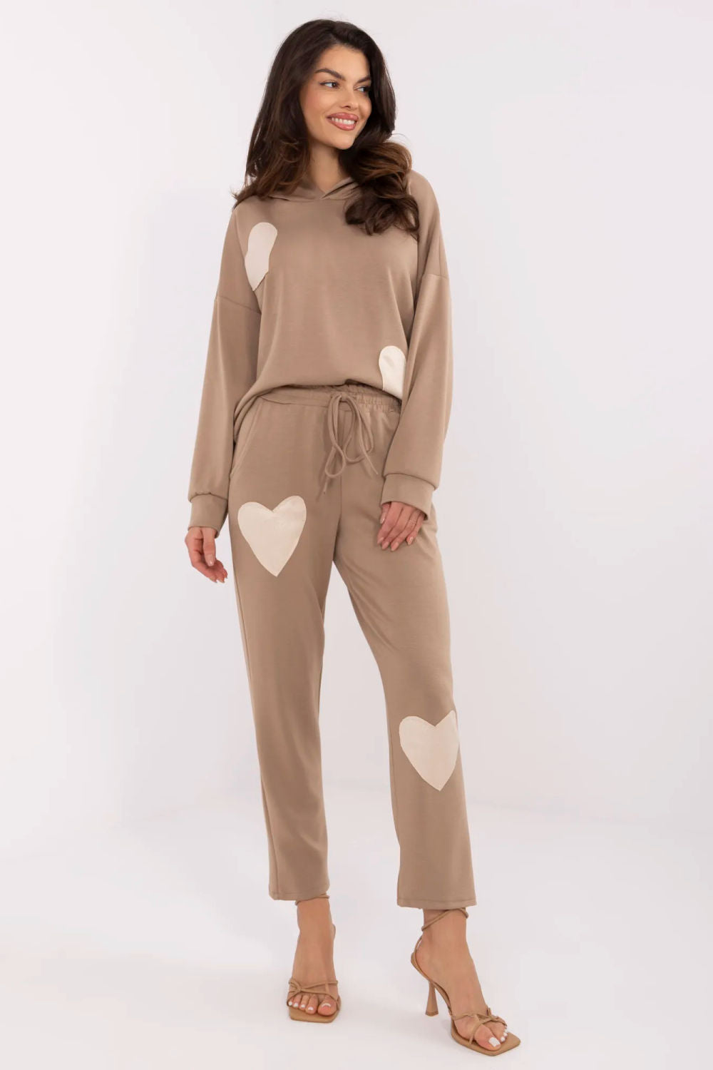 Italy Moda Dark Beige High Waisted Cotton Co-Ord Set