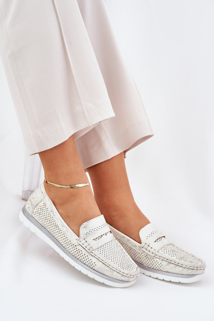 Step In Style Bralithia Gold Faux Leather Platform Moccasins