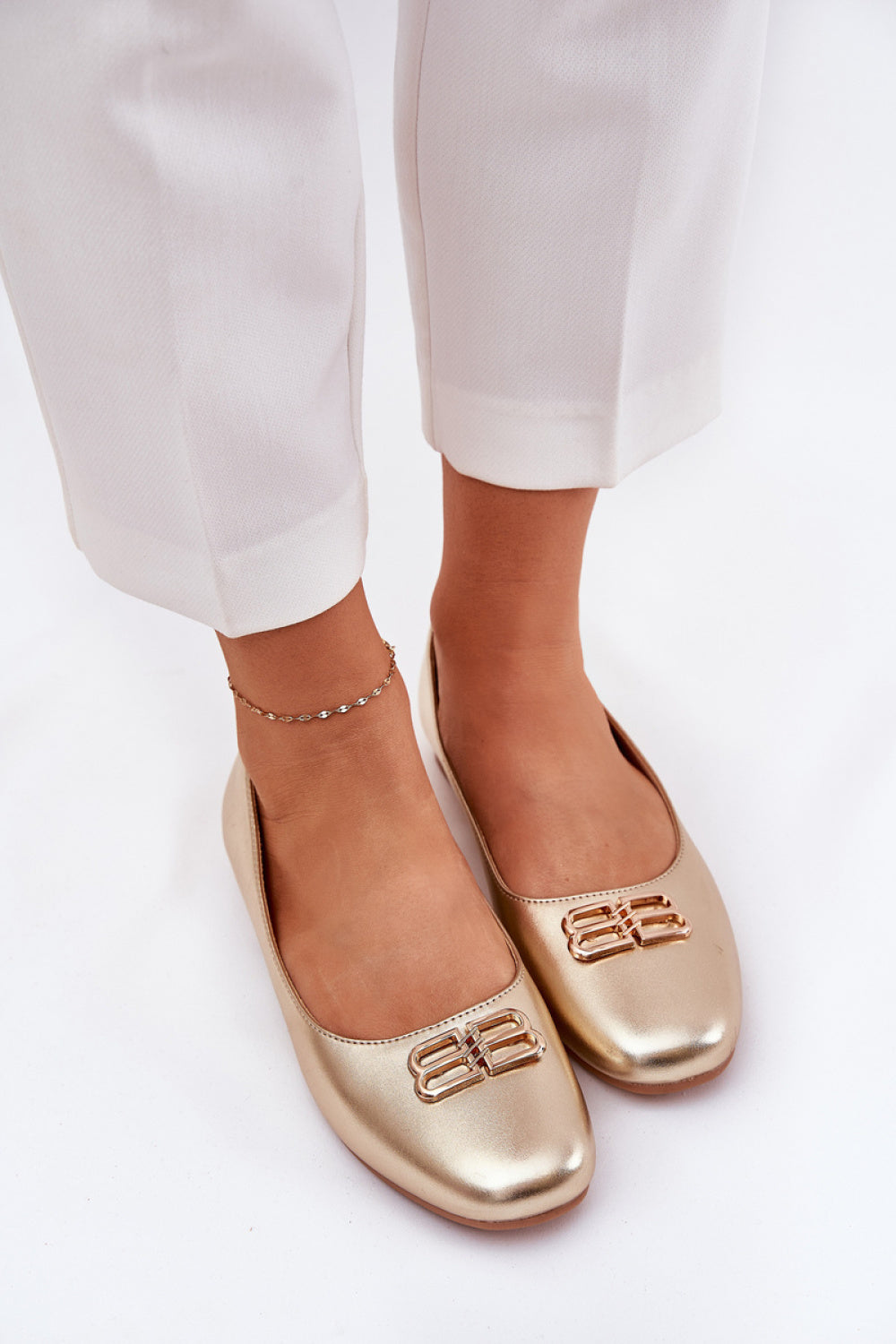 Step In Style Vinceza Gold Faux Leather Ballet Flats - view 3