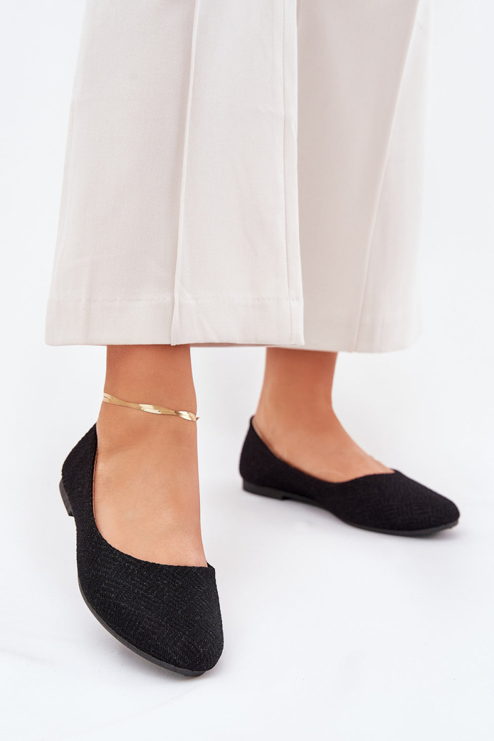 Step In Style Tatorelis Black Sequin Flat Ballet Flats