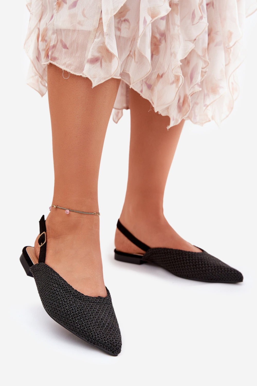 Step In Style Hefion Black Faux Leather Flat Ballet Flats