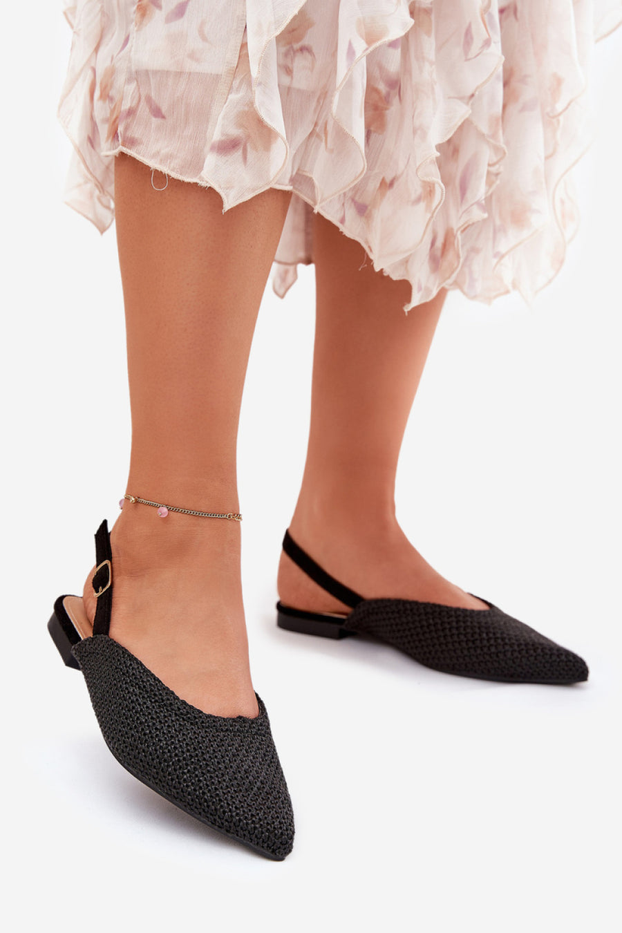 Step In Style Hefion Black Faux Leather Flat Ballet Flats