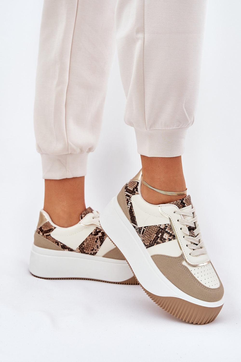 Step In Style Patterned Faux Leather Platform Trainers