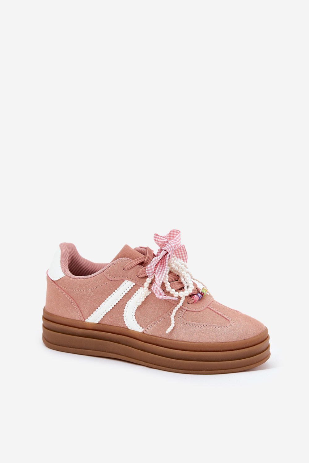 Step In Style Pink Faux Suede Platform Trainers - view 2