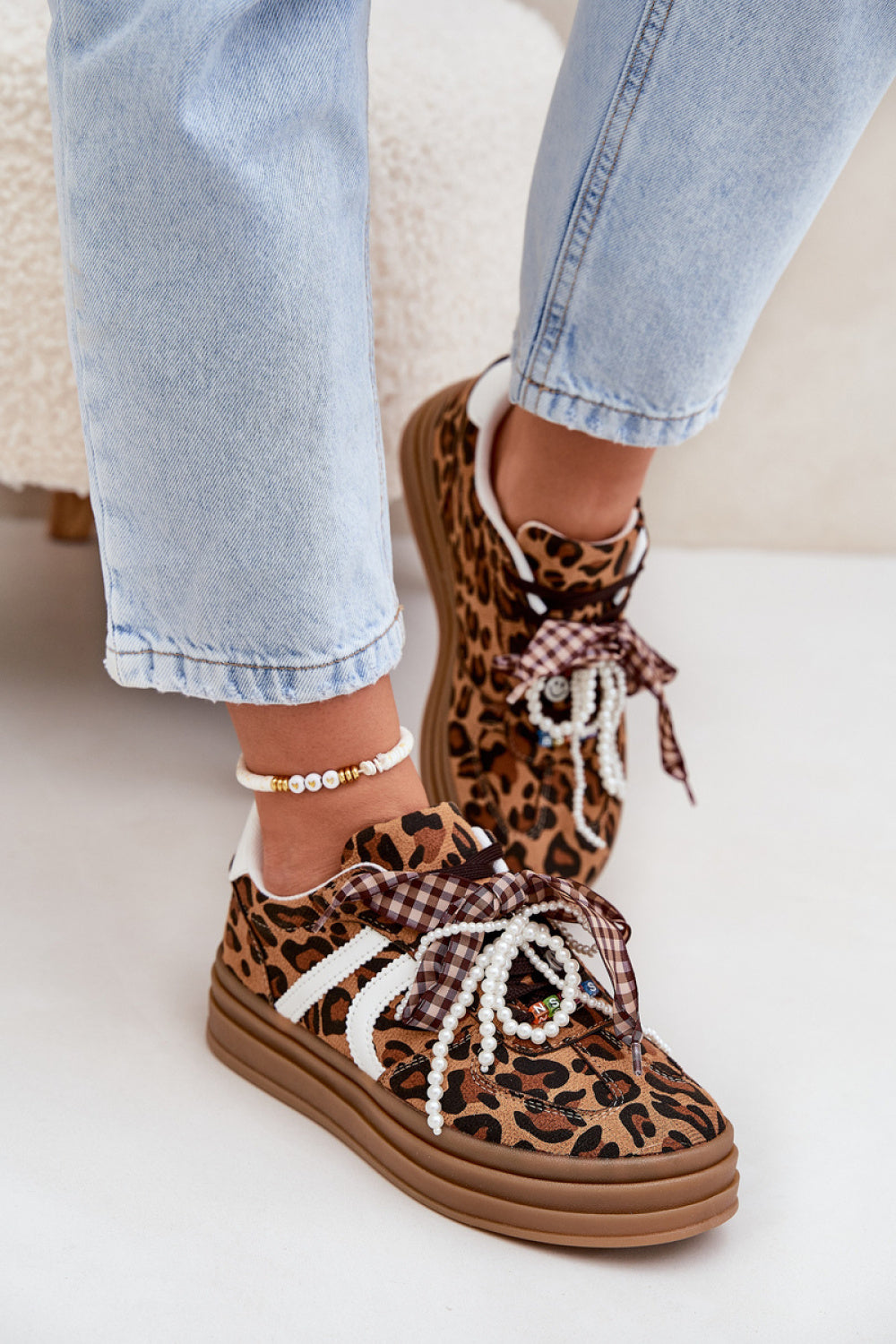 Step In Style Brown Faux Suede Platform Trainers