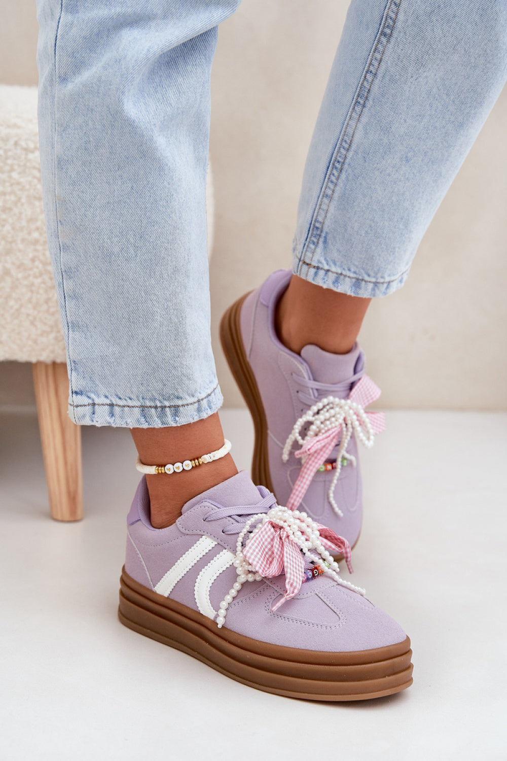 Step In Style Violet Faux Suede Platform Trainers