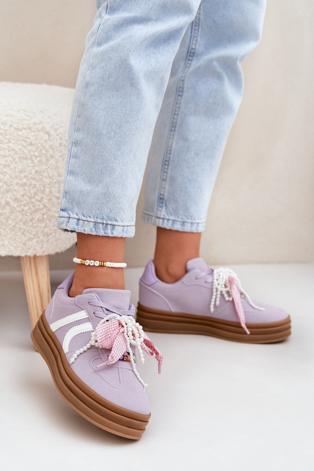 Step In Style Violet Faux Suede Platform Trainers - view 3