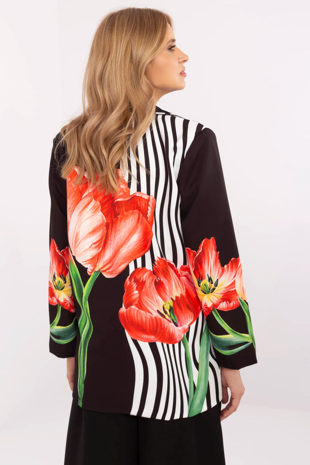 Italy Moda Black Floral Long Sleeve Jacket - view 3
