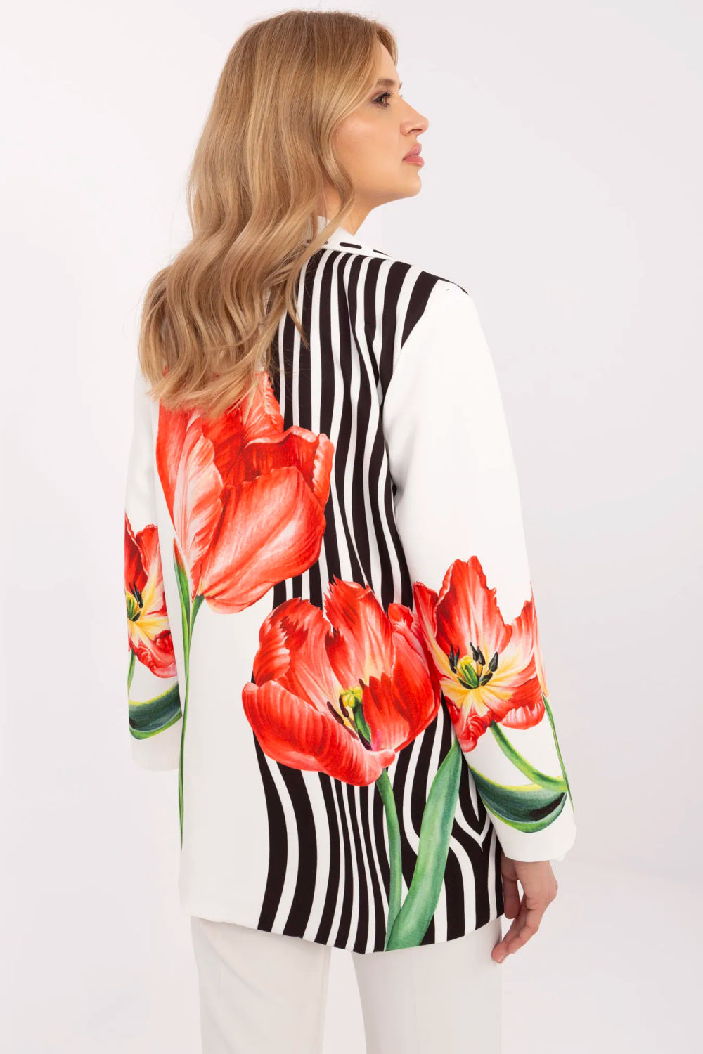 Italy Moda Ecru Printed Floral Long Sleeve Jacket - view 3