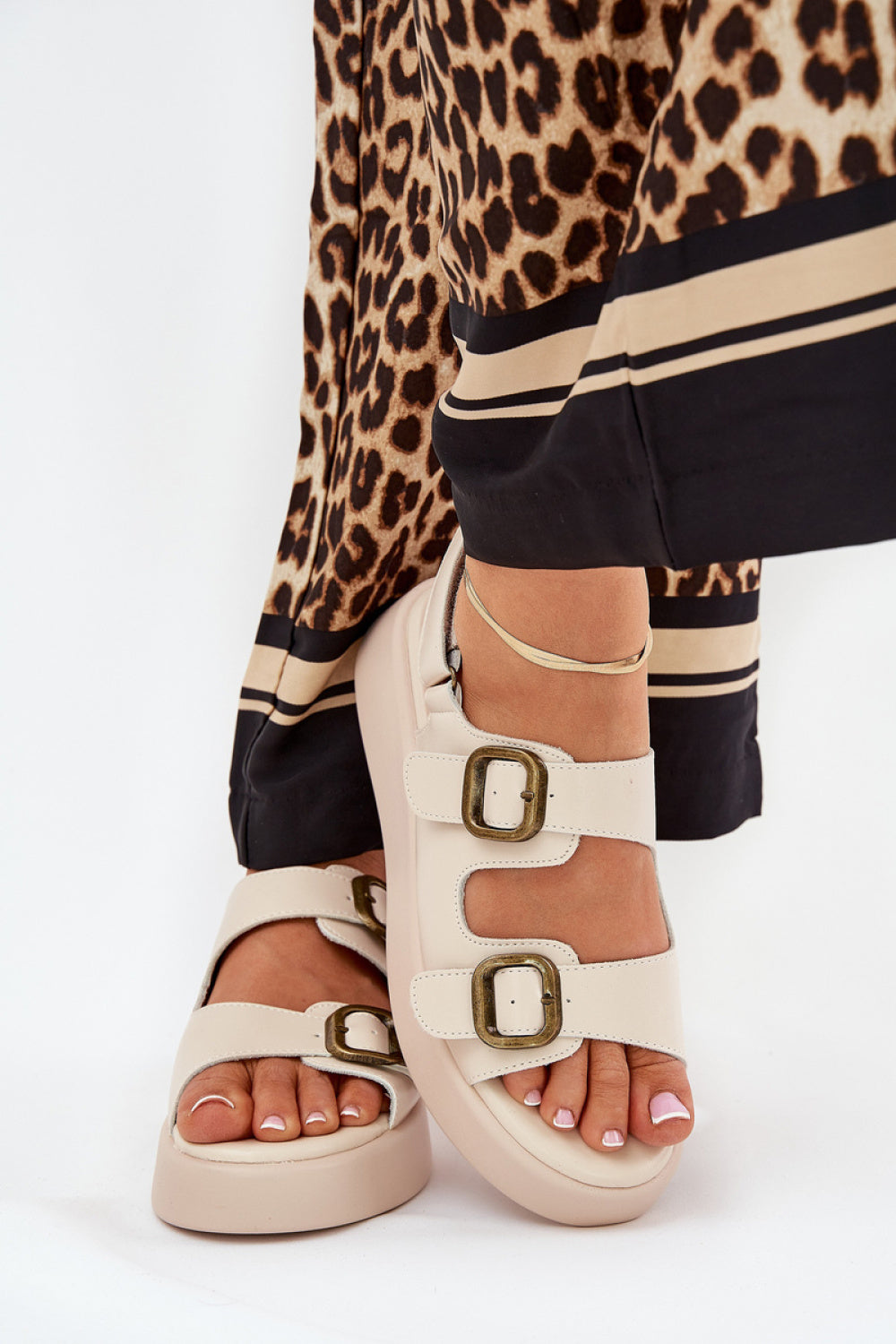 Step In Style Genorre Beige Faux Leather Platform Sandals - view 3