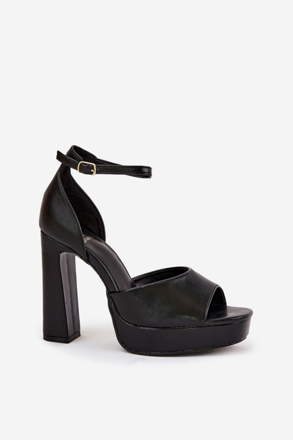 Step In Style Lomman Black Faux Leather Block Heel Heeled Sandals - view 2