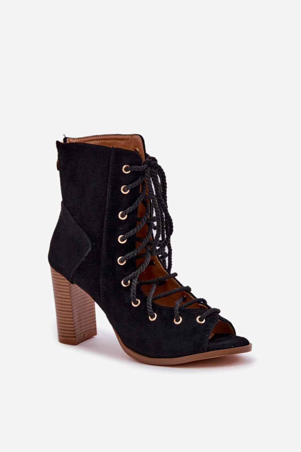 Step In Style Ivelseki Black Faux Suede Block Heel Heeled Sandals - view 2