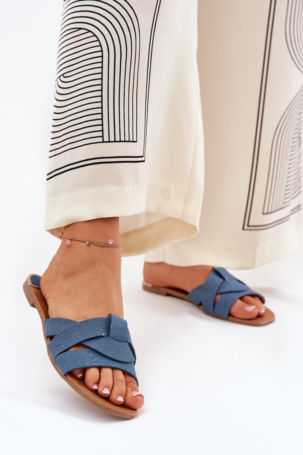 Step In Style Selaenor Denim Blue Flip Flops