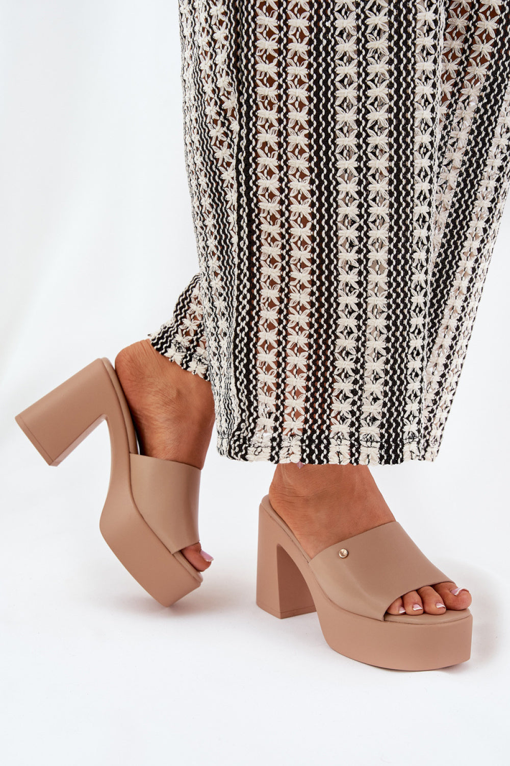 Step In Style Tamirella Khaki Faux Leather Platform Heeled Sandals - view 3