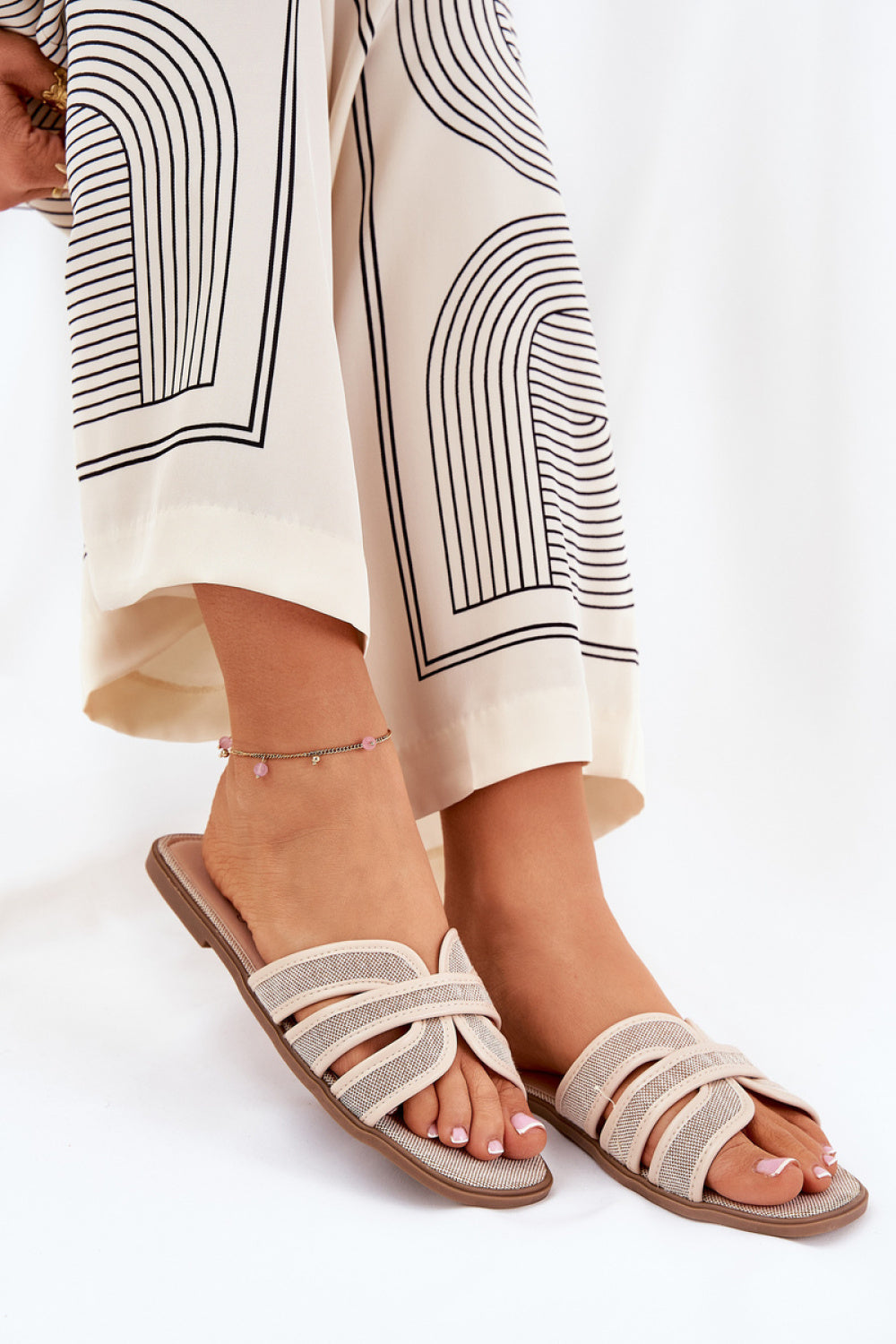 Step In Style Scazze Beige Faux Leather Flip Flops - view 3