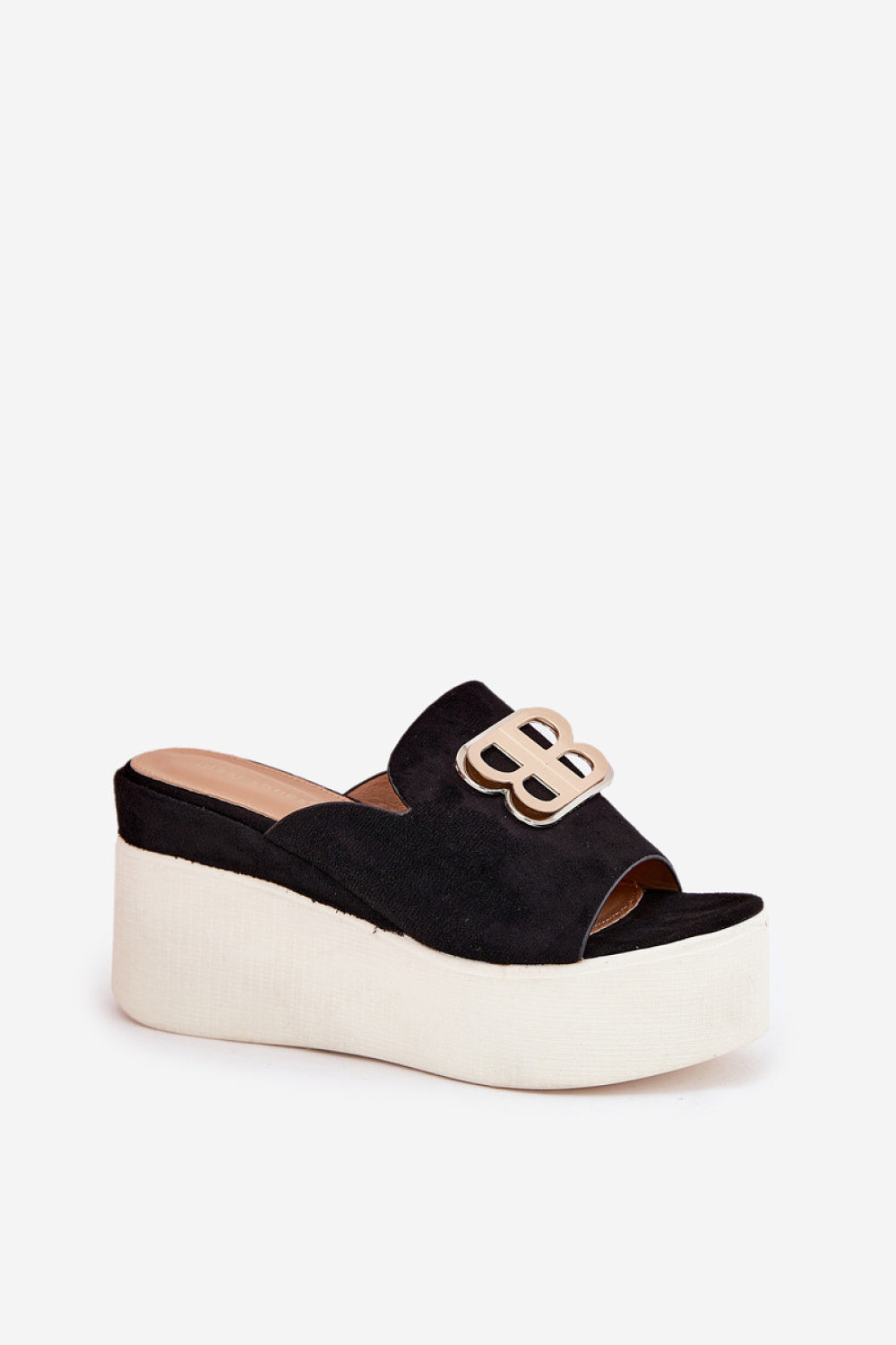 Step In Style Tanonea Black Faux Leather Platform Wedge Sandals - view 2