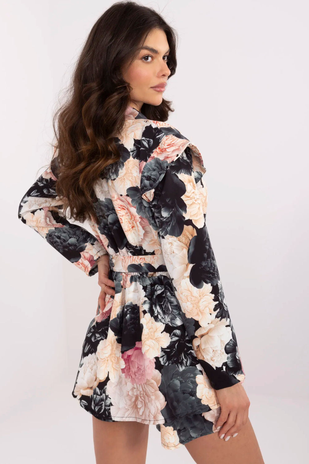 Italy Moda Beige Mini Floral Jumpsuit - view 3