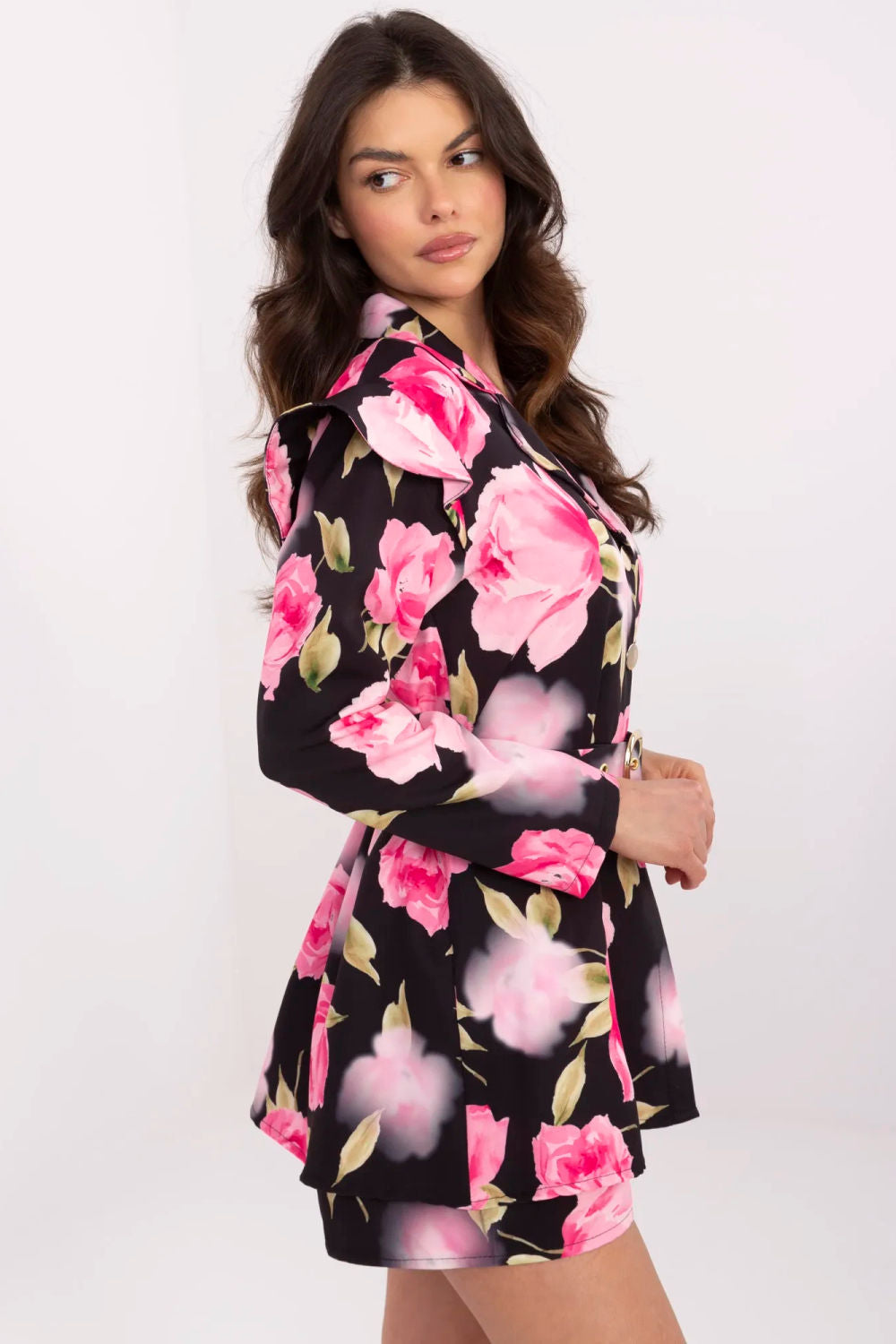 Italy Moda Pink Mini Long Sleeve Jumpsuit - view 2