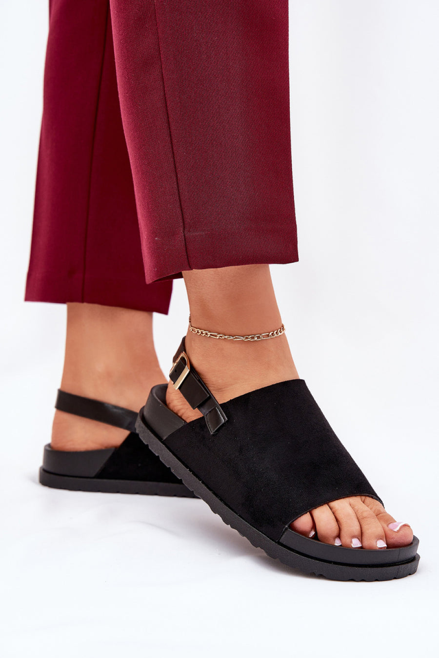 Step In Style Migola Black Faux Suede Platform Sandals