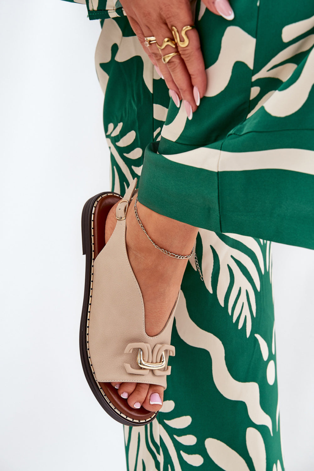 Step In Style Tillireta Beige Faux Leather Flat Sandals - view 3