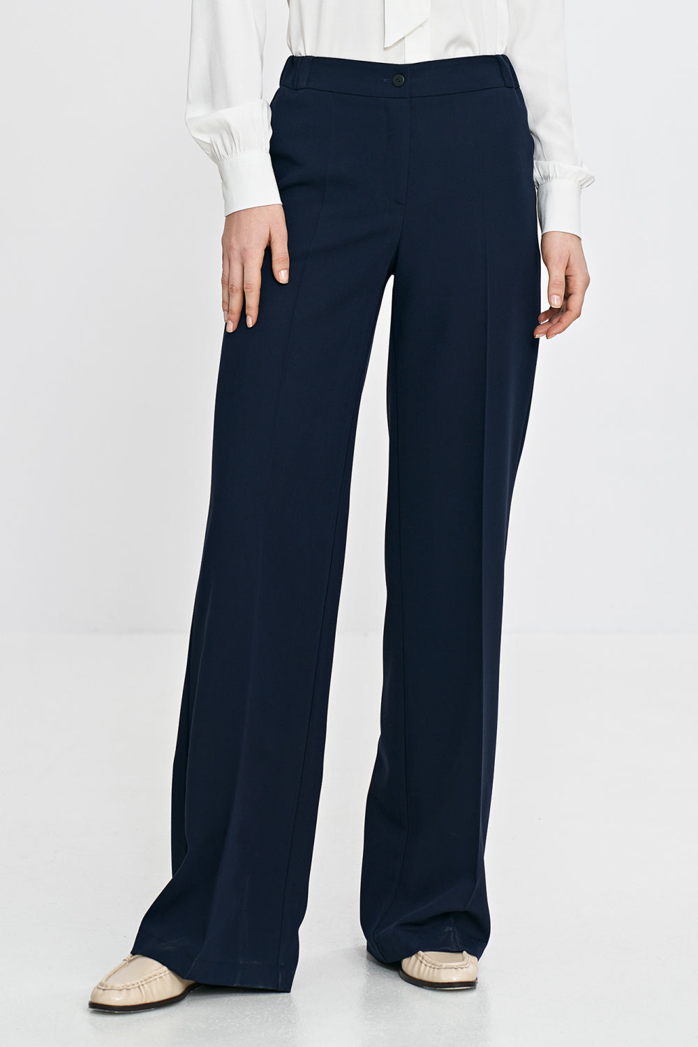 Nife Navy Wide Leg Trousers