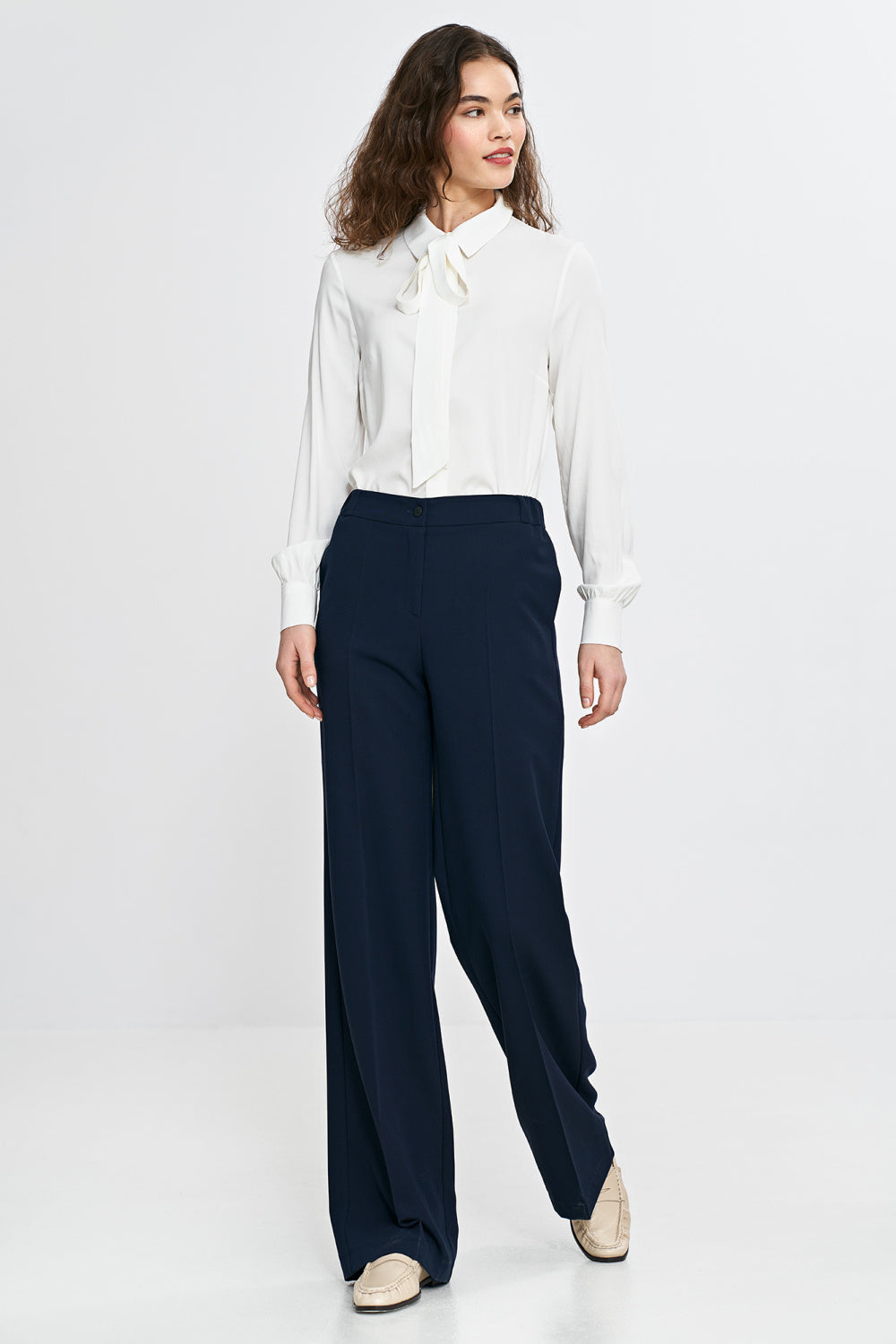 Nife Navy Wide Leg Trousers - view 4