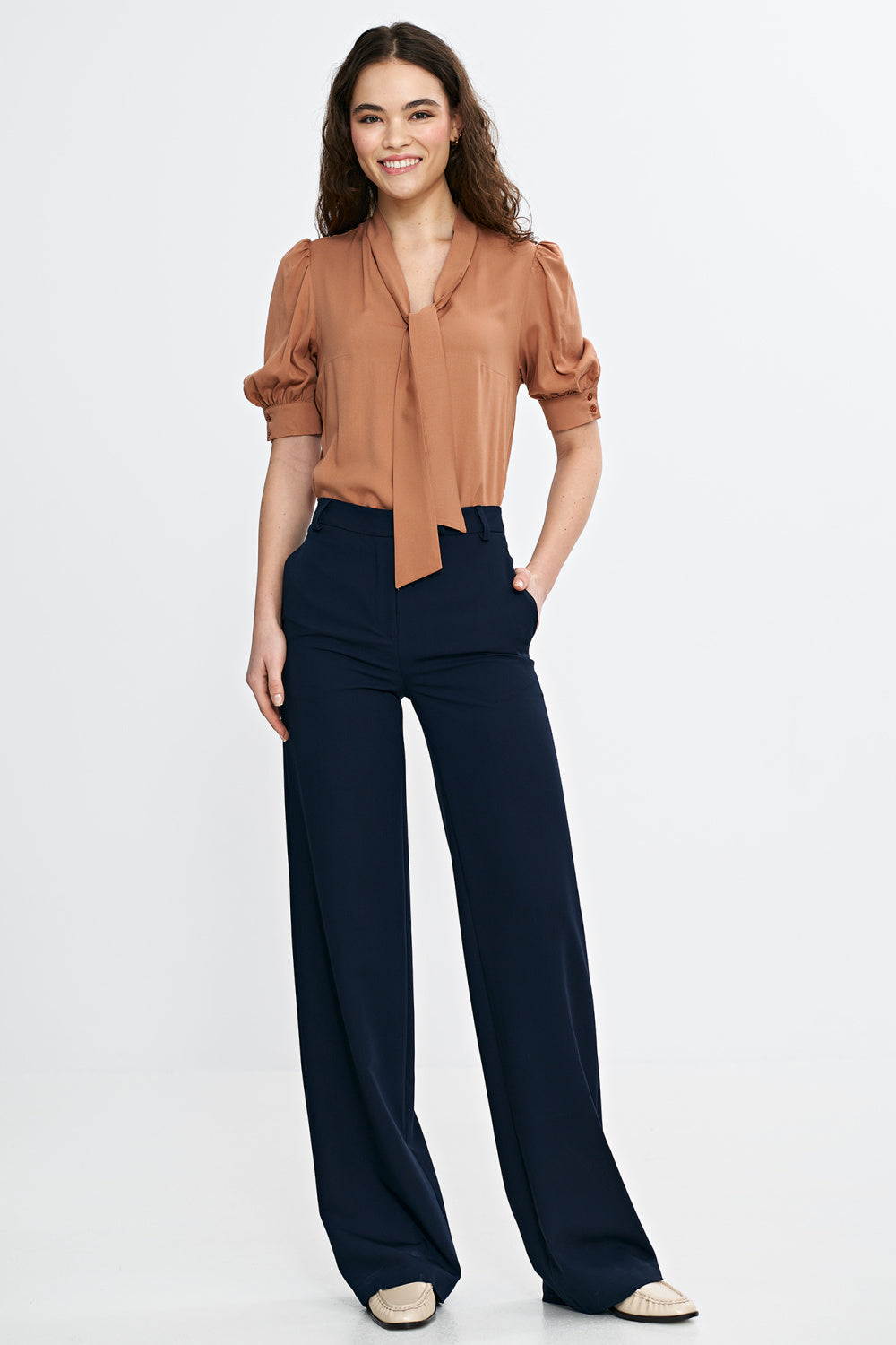 Nife Navy High Waisted Trousers