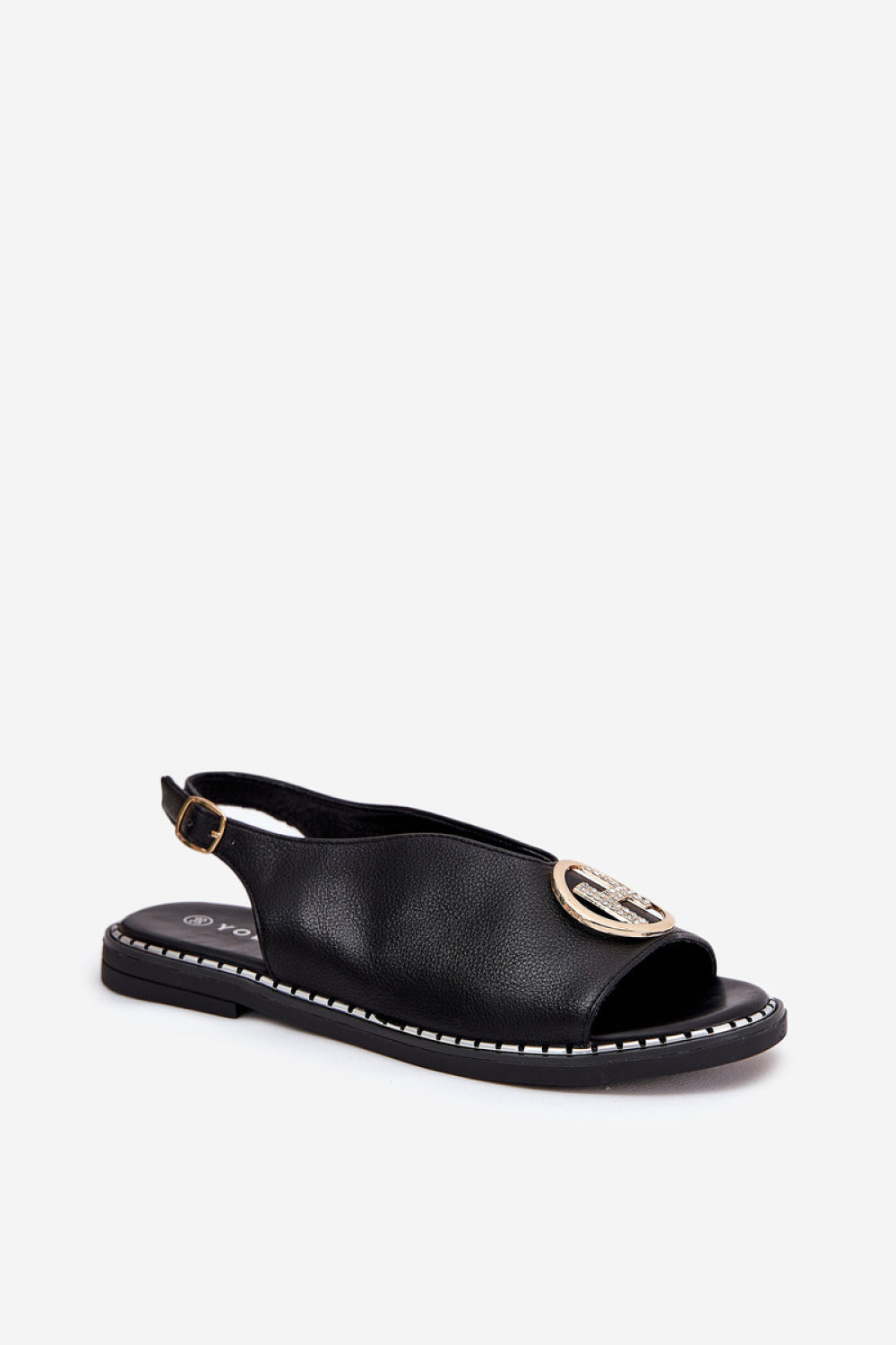 Step In Style Iseliria Black Faux Leather Flat Sandals - view 2