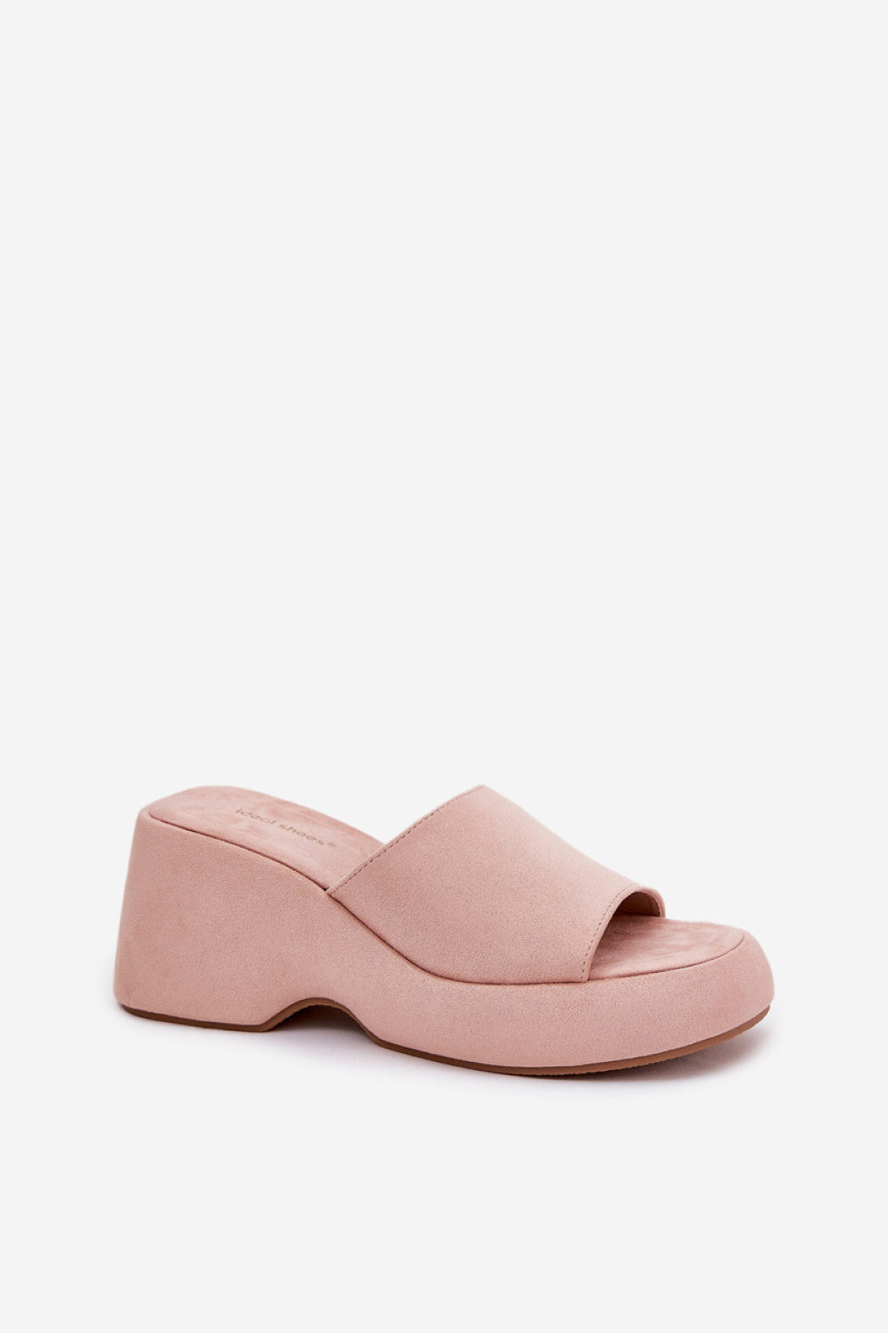 Step In Style Afisal Pink Faux Suede Platform Wedge Sandals - view 2