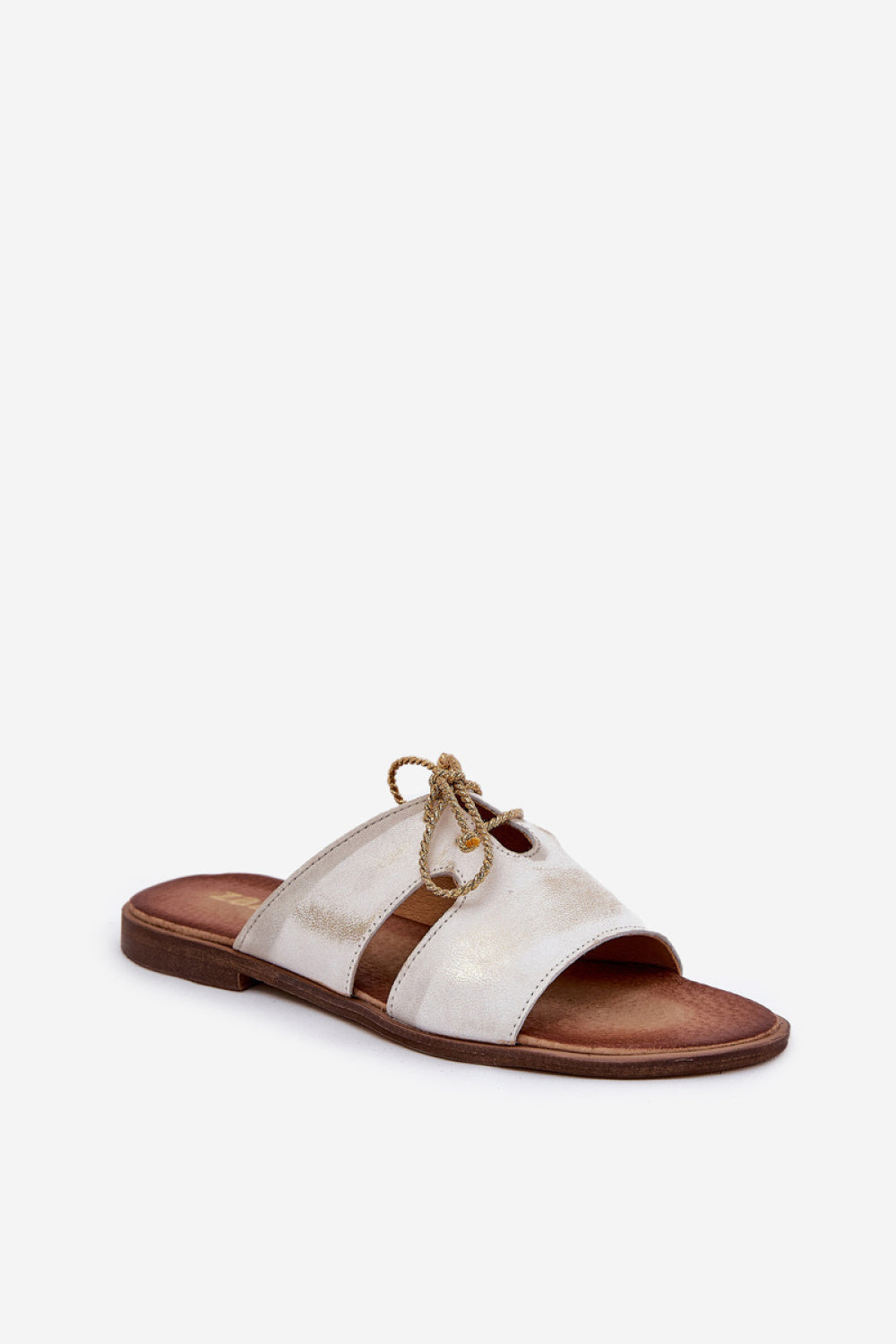 Step In Style Zazoo Gold Leather Flat Flip Flops - view 2