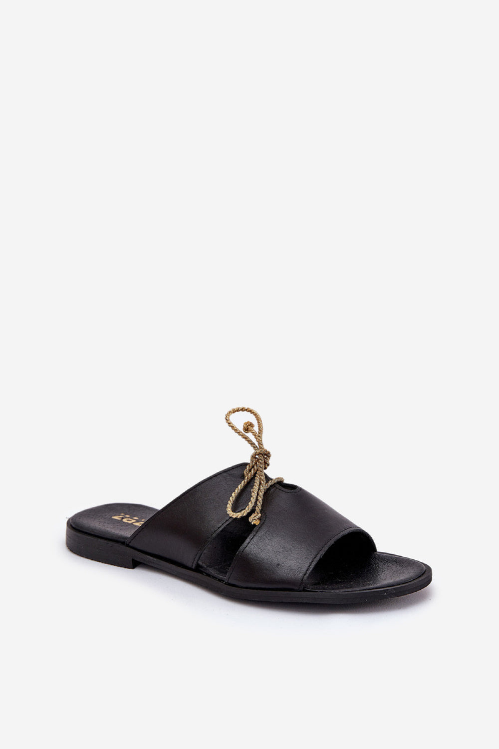 Step In Style Zazoo Black Leather Flat Flip Flops - view 2
