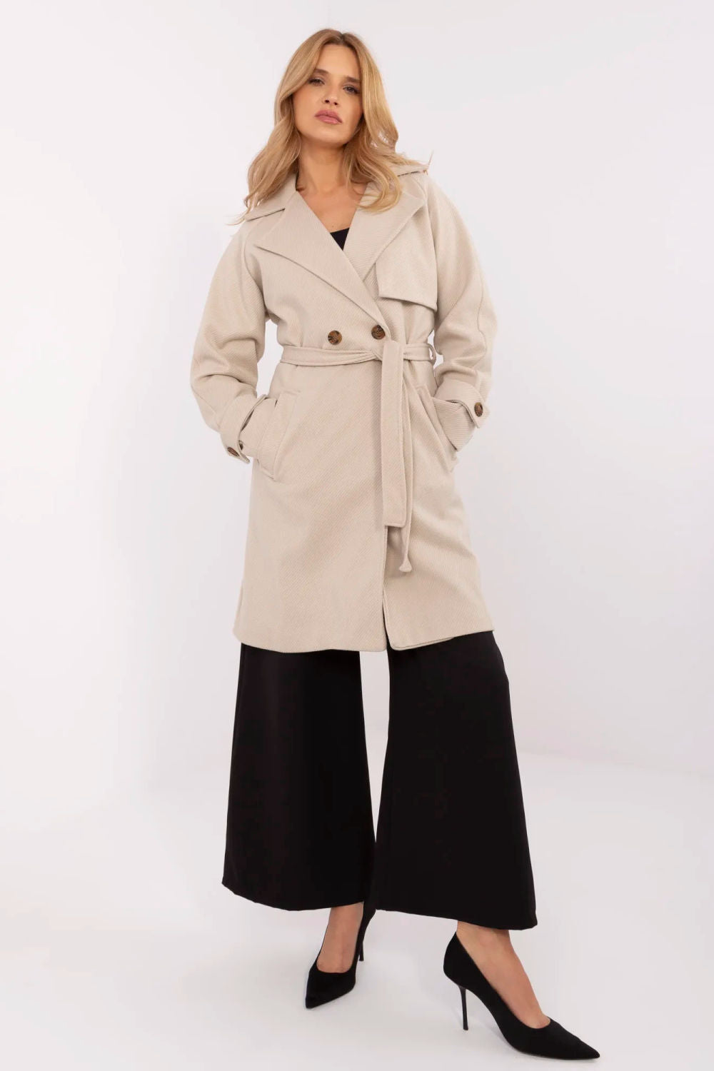 Och Bella Beige Striped Coat