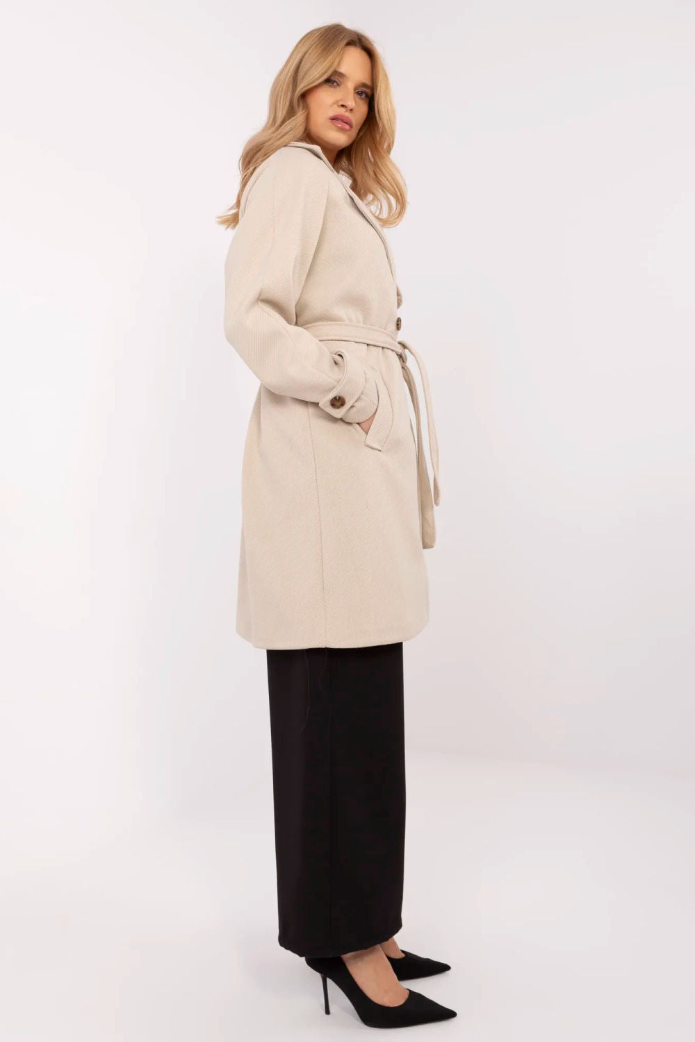 Och Bella Beige Striped Coat - view 2