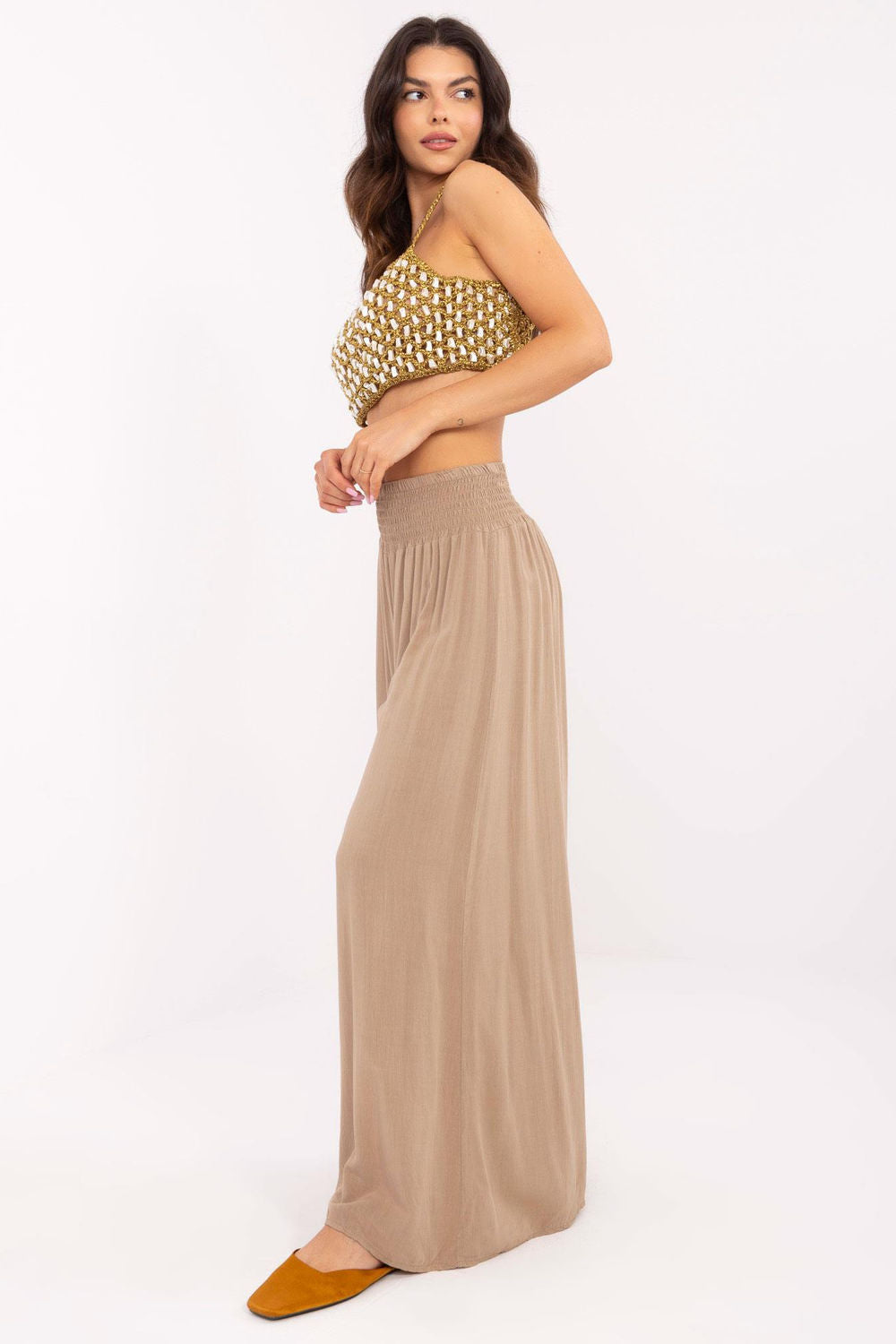 Och Bella Brown Pleated High Waisted Trousers - view 3