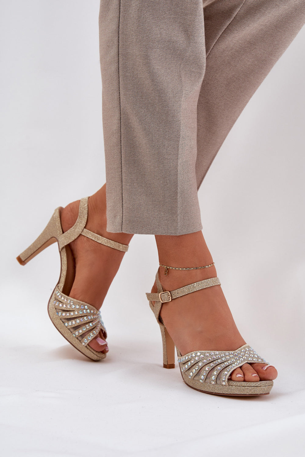 Step In Style Gold Stiletto Heeled Sandals