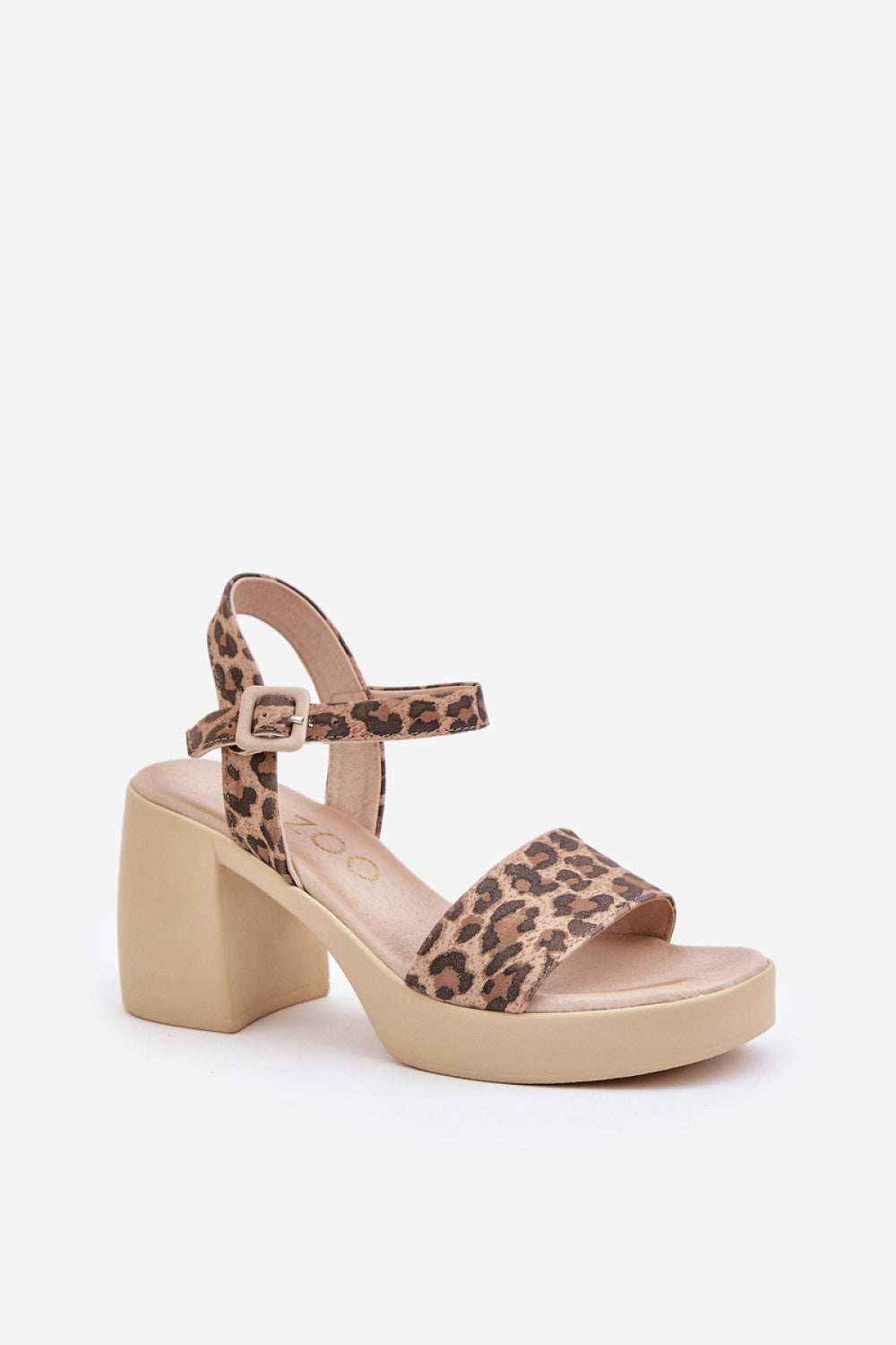 Step In Style Zazoo Beige Leather Block Heel Heeled Sandals - view 2