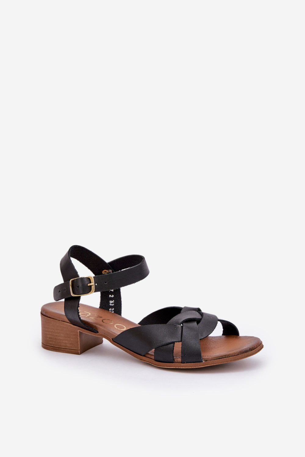 Step In Style Zazoo Black Leather Heeled Sandals - view 2