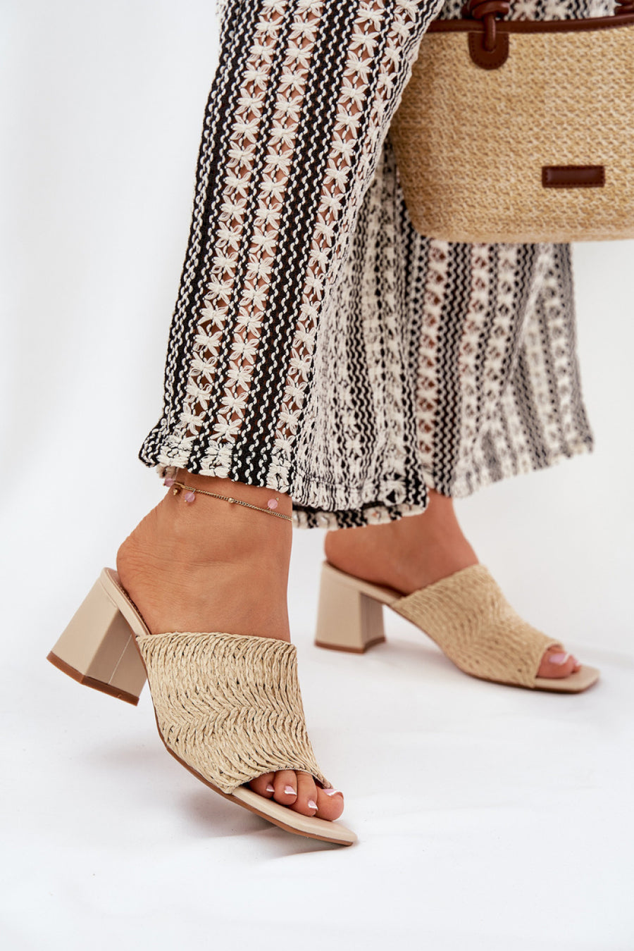Step In Style Ciariloria Beige Faux Leather Heeled Sandals