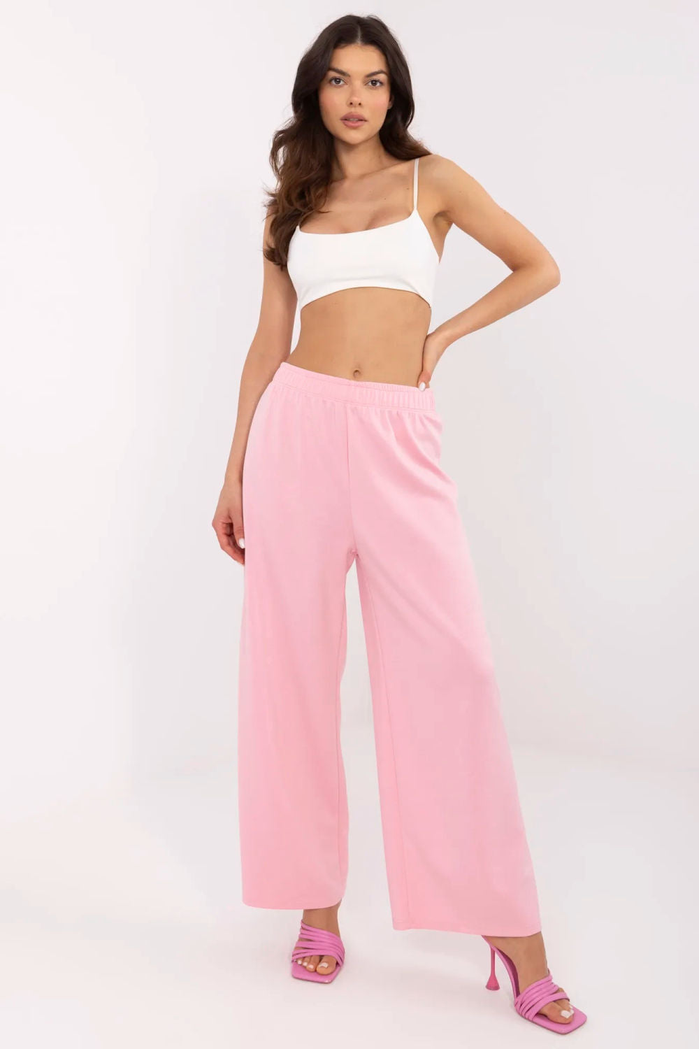Italy Moda Pink Wide Leg High Waisted Joggers