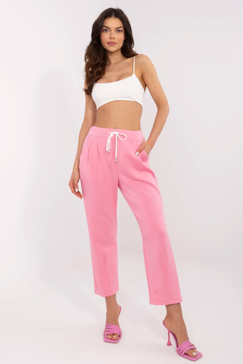 Italy Moda Pink High Waisted Joggers