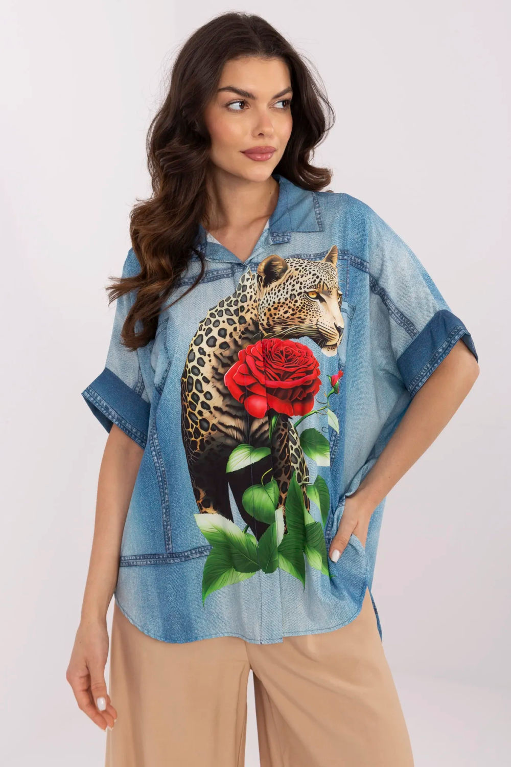 Italy Moda Blue Long Sleeve Top