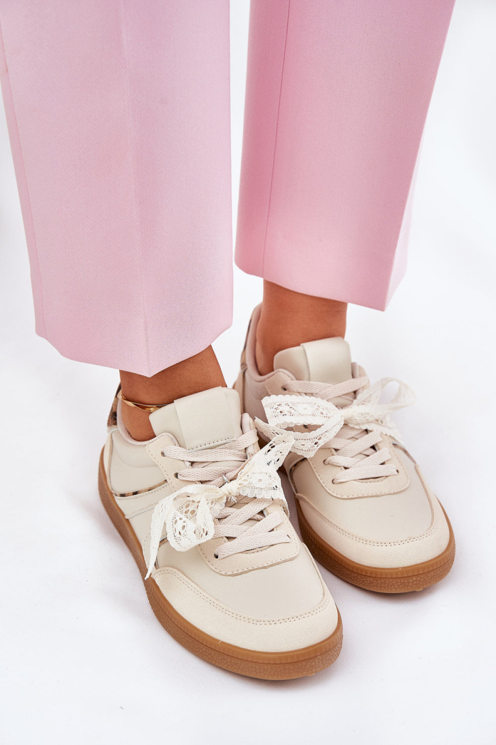 Step In Style Leopard Print Lace Trainers