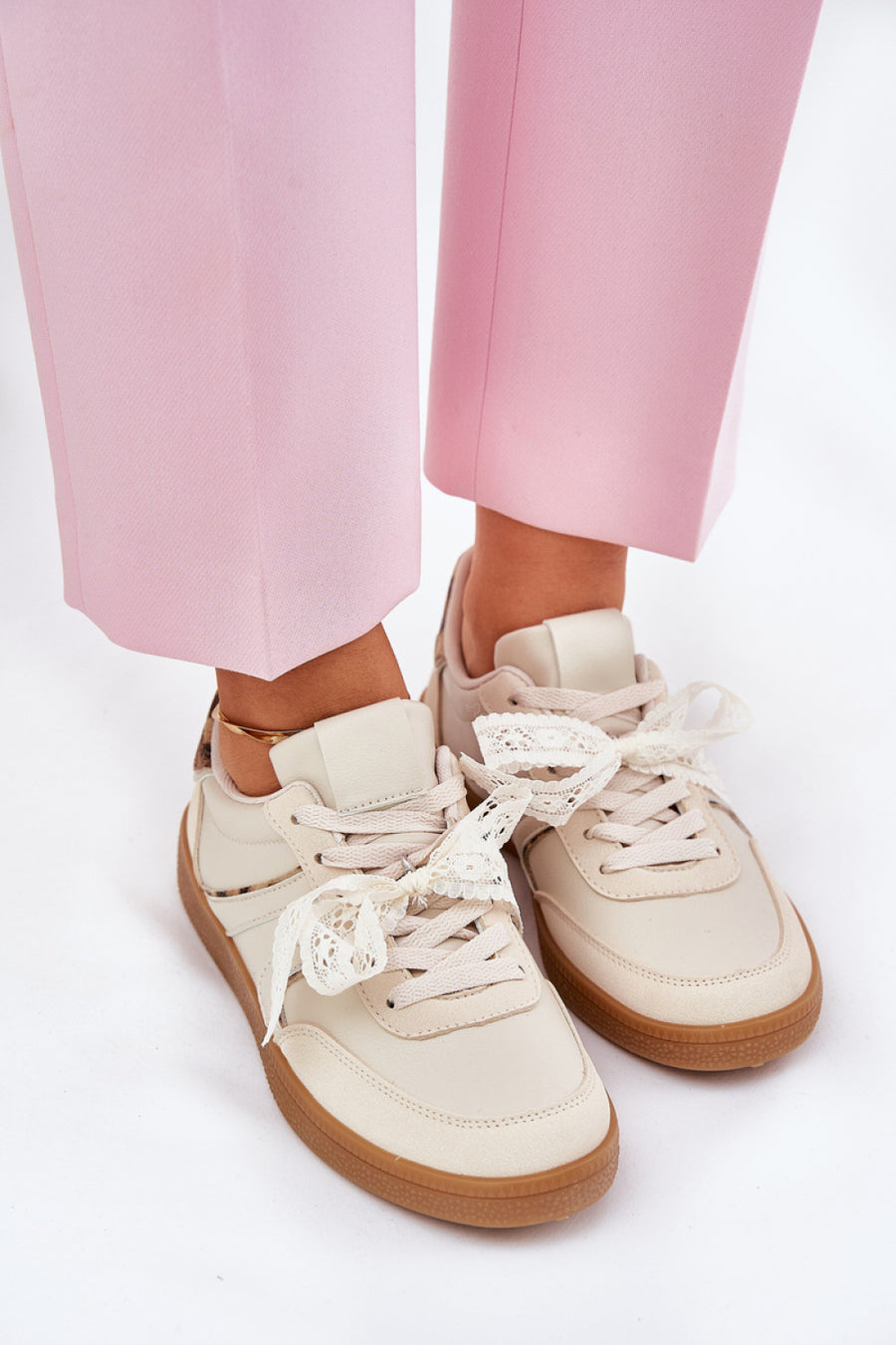 Step In Style Leopard Print Lace Trainers