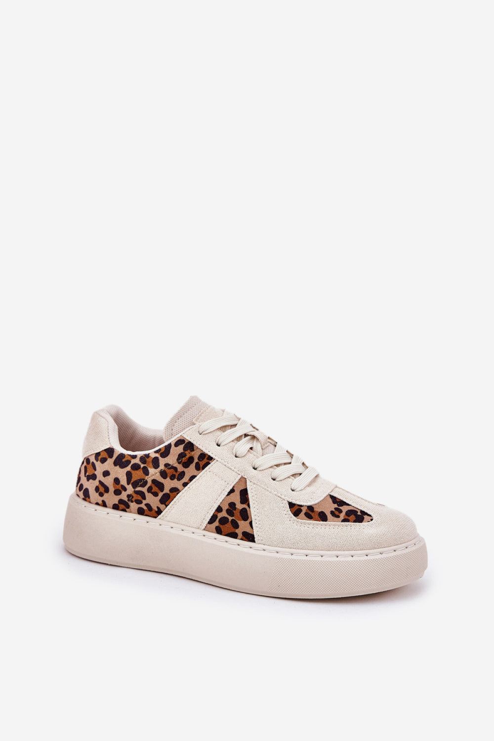Step In Style Beige Faux Leather Trainers - view 2