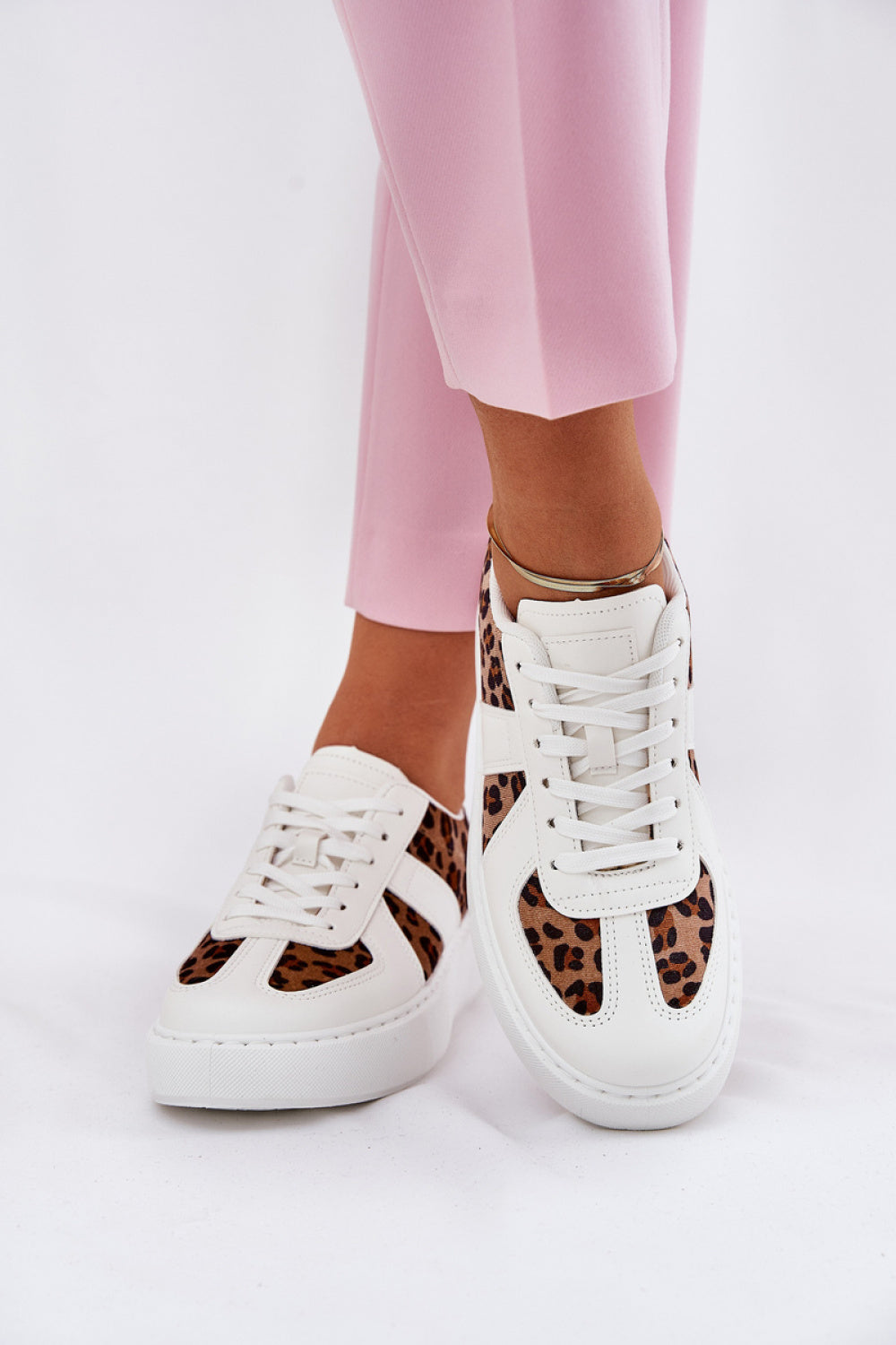 Step In Style White Faux Leather Trainers